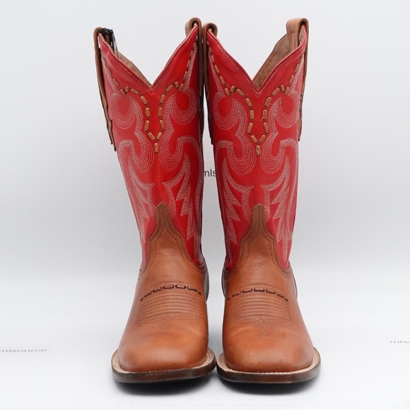 NEW Size 7.5 Women's Lucchese Cow Saddle Stitch Leather Western Boots M3790 Tan - Picture 4 of 9